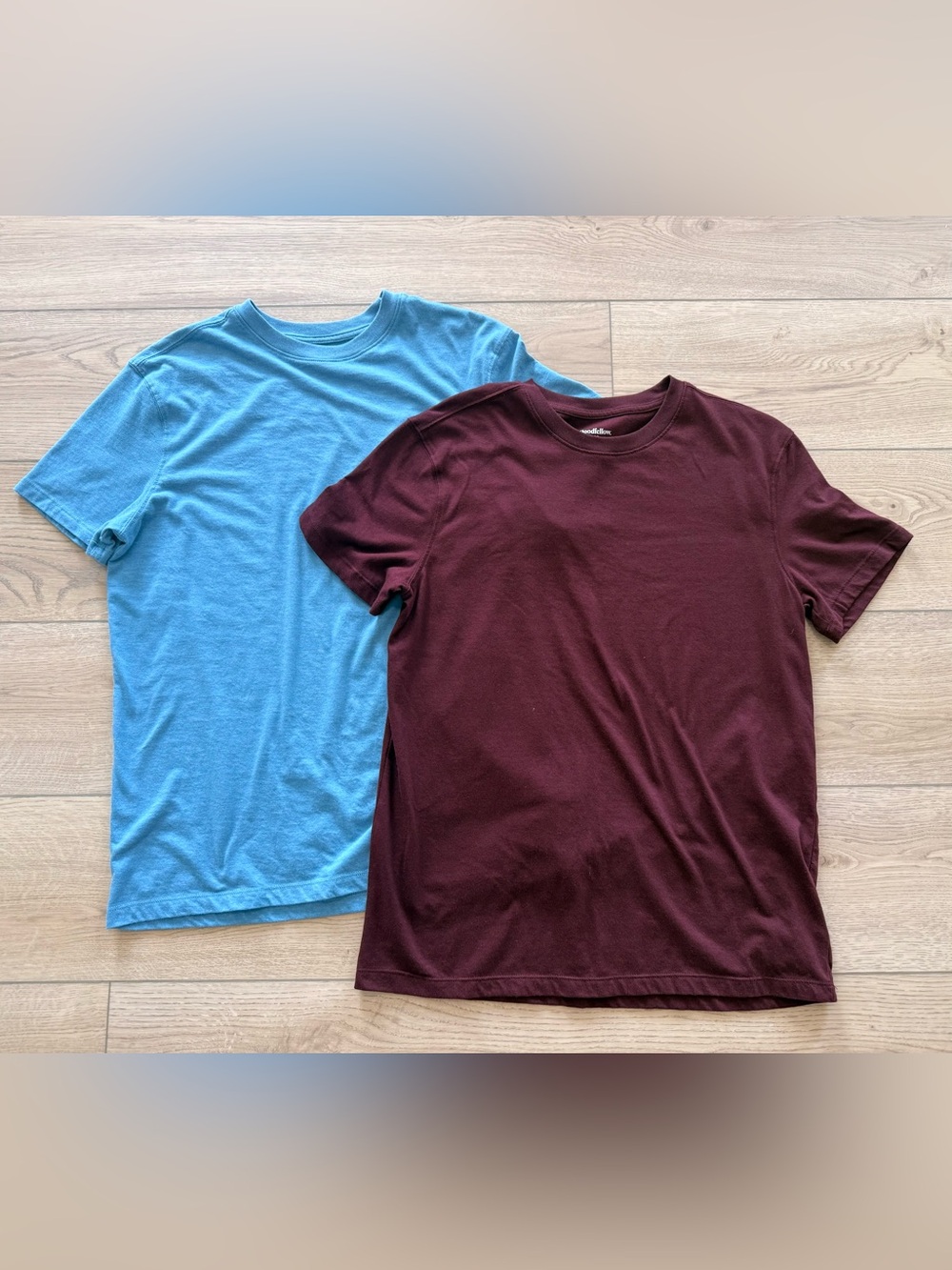 Goodfellow & Co Pair of Short Sleeve Crew Neck Tee in Maroon & Sky Blue, Size M